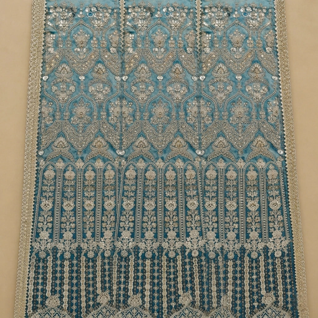 Royal Blue Designer Wedding Dupatta