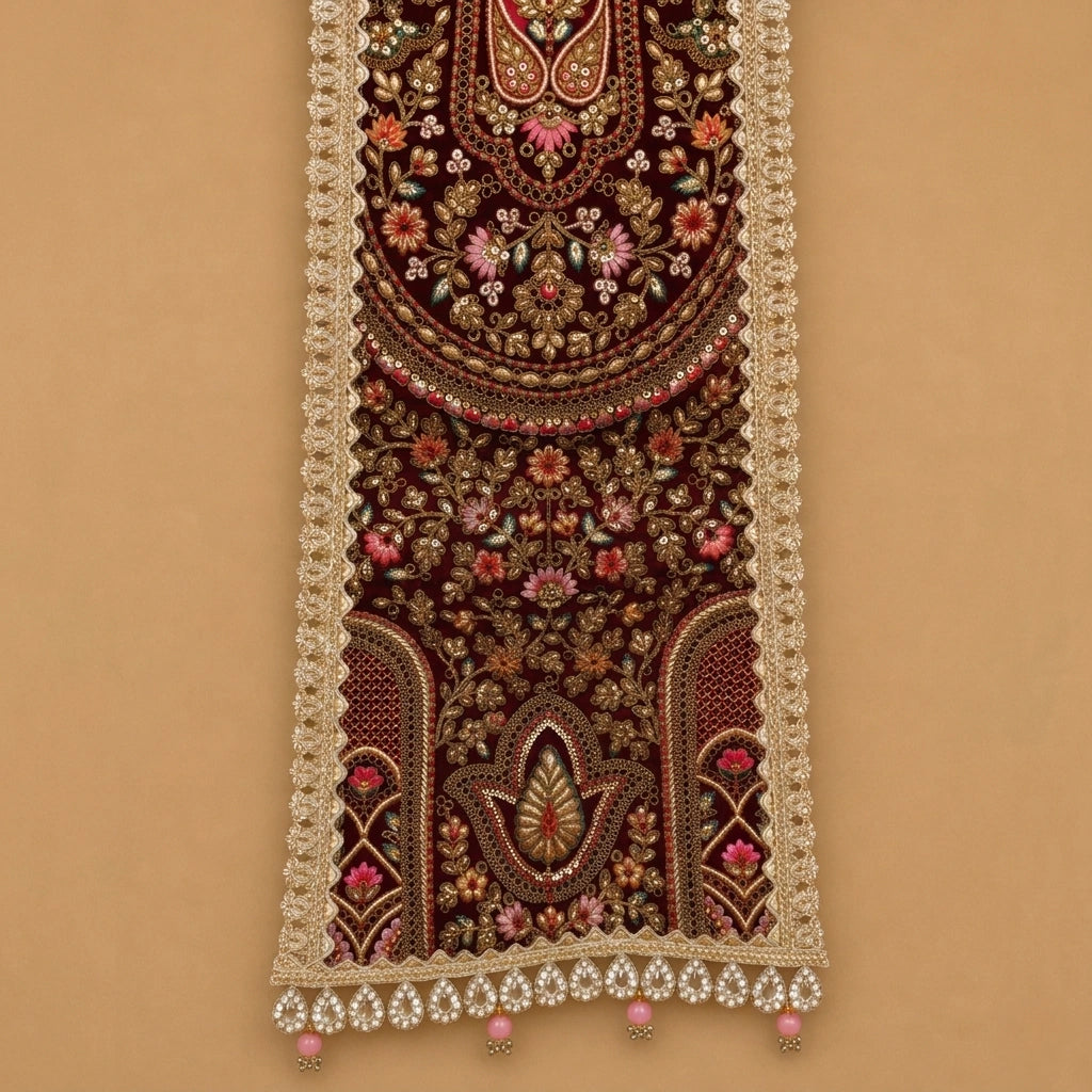 Royal Velvet Embroidered Wedding Dupatta