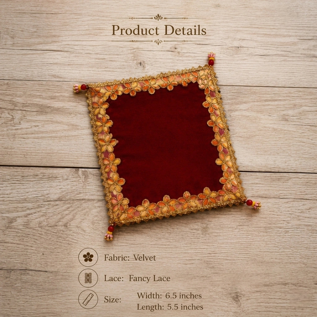 Premium Velvet Pooja Aasan with Designer Fancy Lace