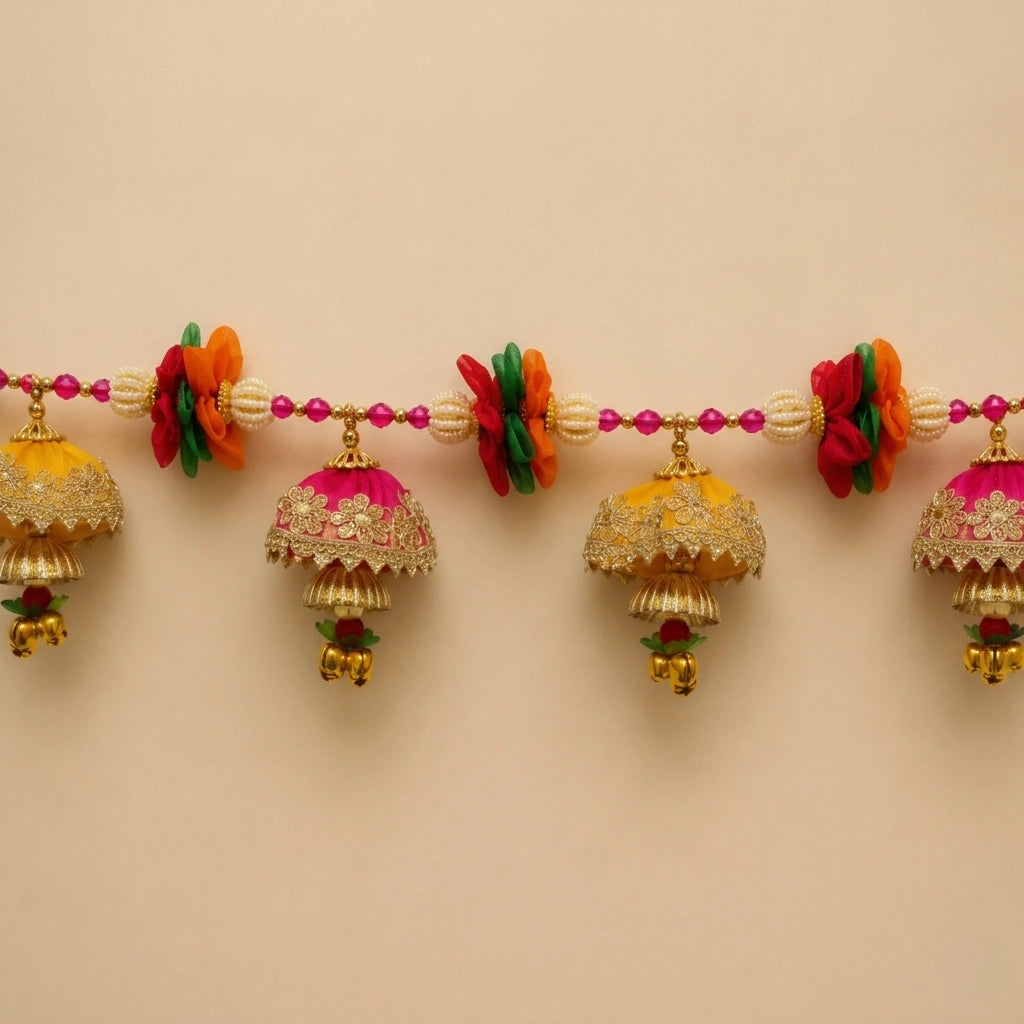 Handmade Beaded Toran for Mandir – Decorative Festive Wall Hanging