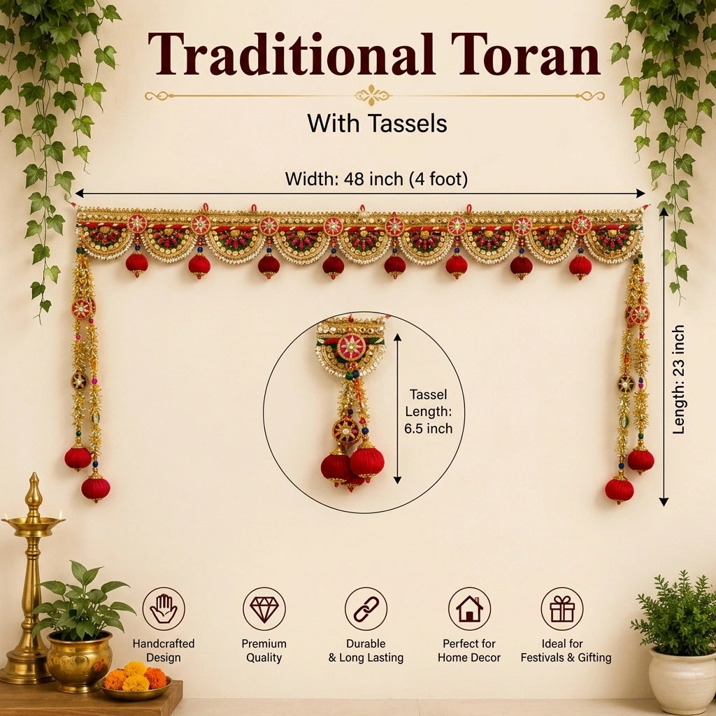 Traditional Door Toran with Tassels – Multi Color