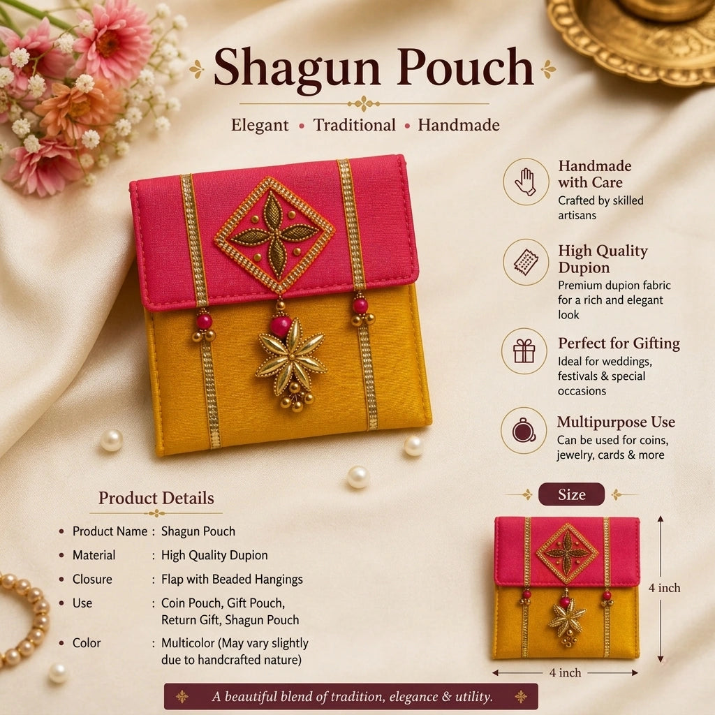 Shagun Coin Pouch – Handmade Dupion | Multi Color