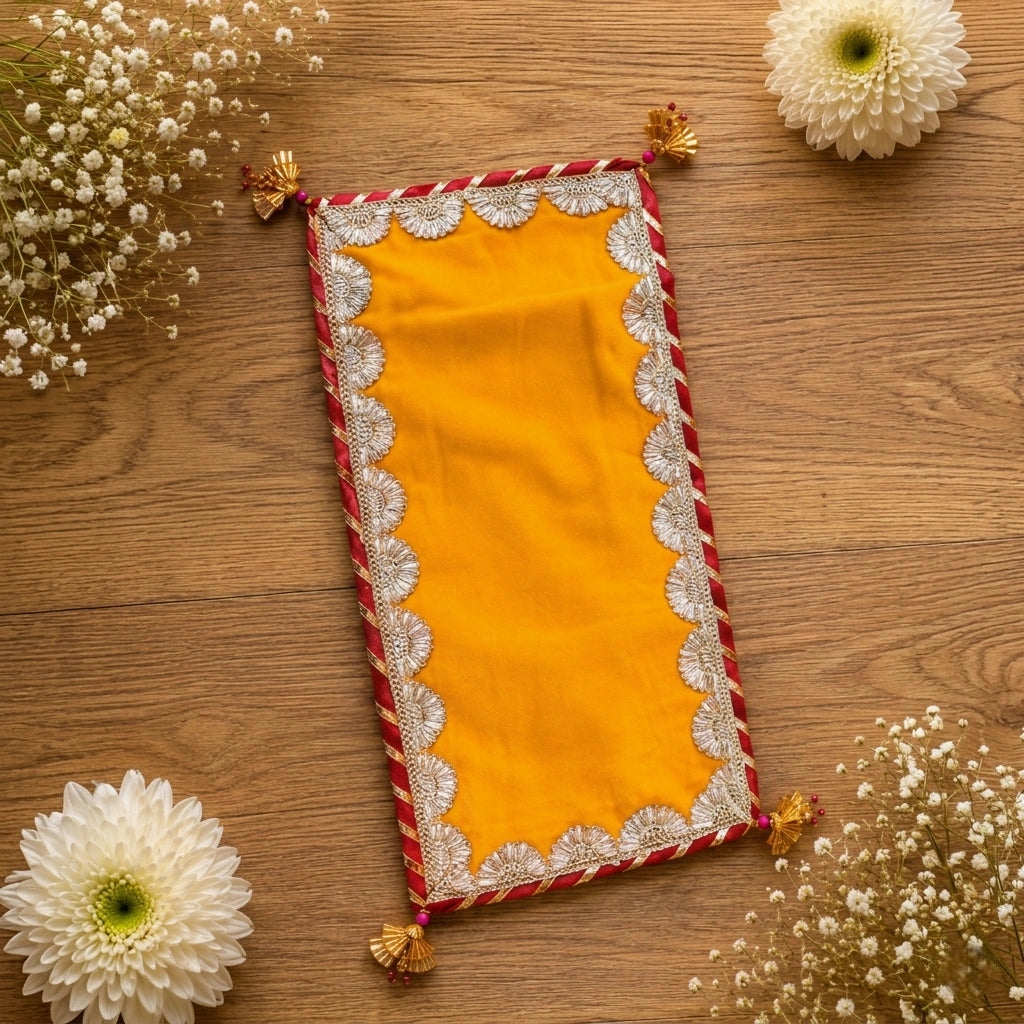Premium Velvet Pooja Aasan with Fancy Lace