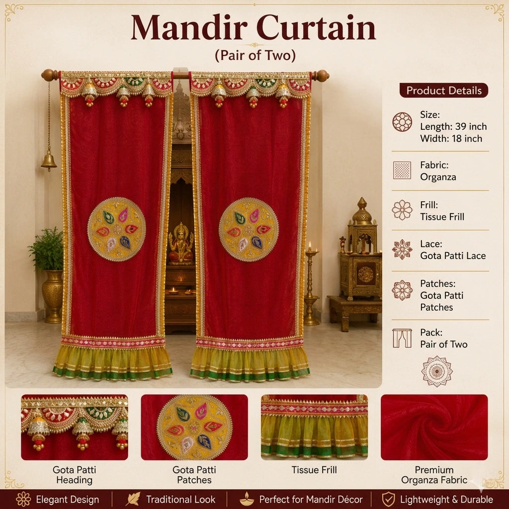 Designer Mandir Curtains for Pooja Room – Multiple Colors