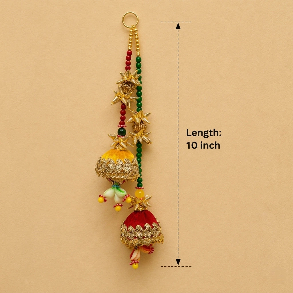 Traditional Golden Toran for Home Entrance – Handmade Decorative Bandhanwar