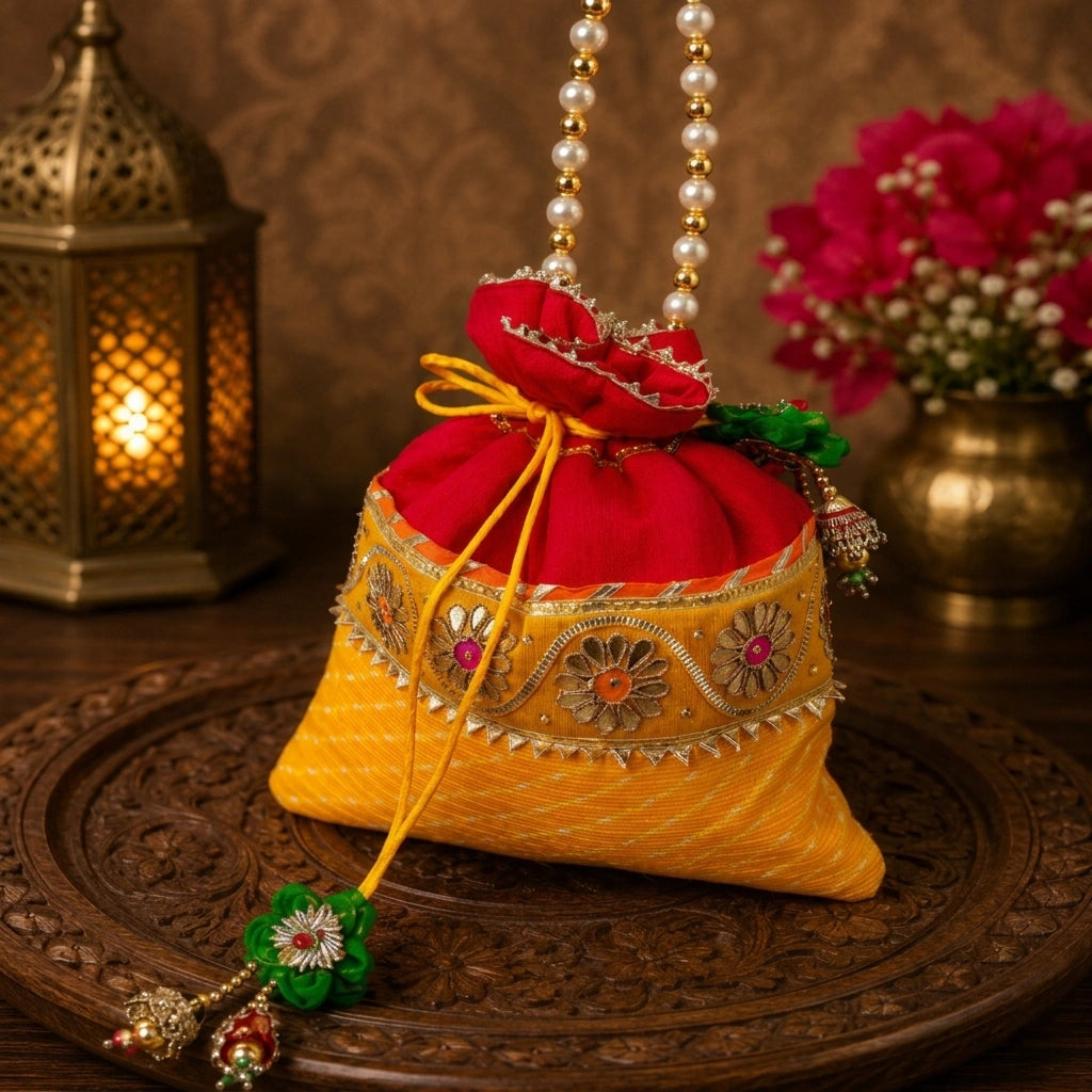 Mothda Potli Bag for Women – Designer Ethnic Drawstring Pouch