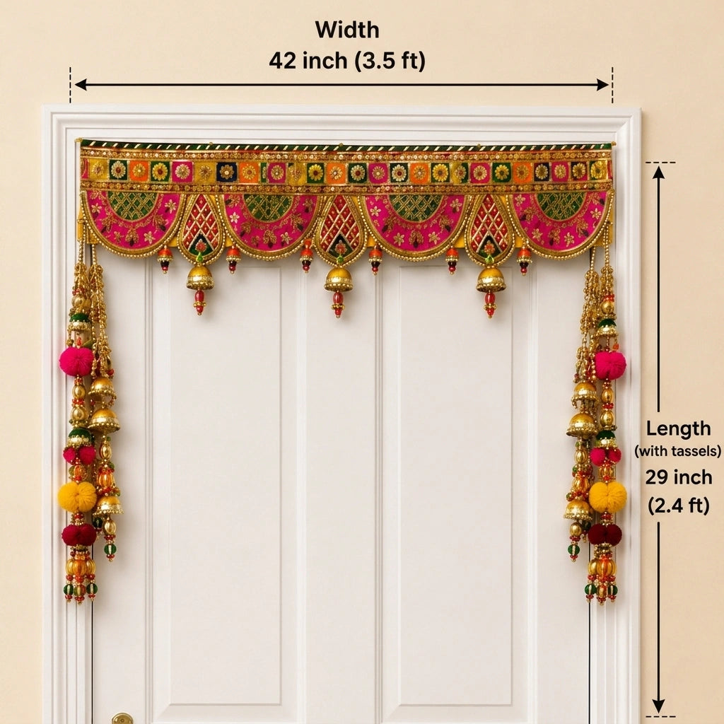 Traditional Pearl Latkan Door Toran Bandarwal
