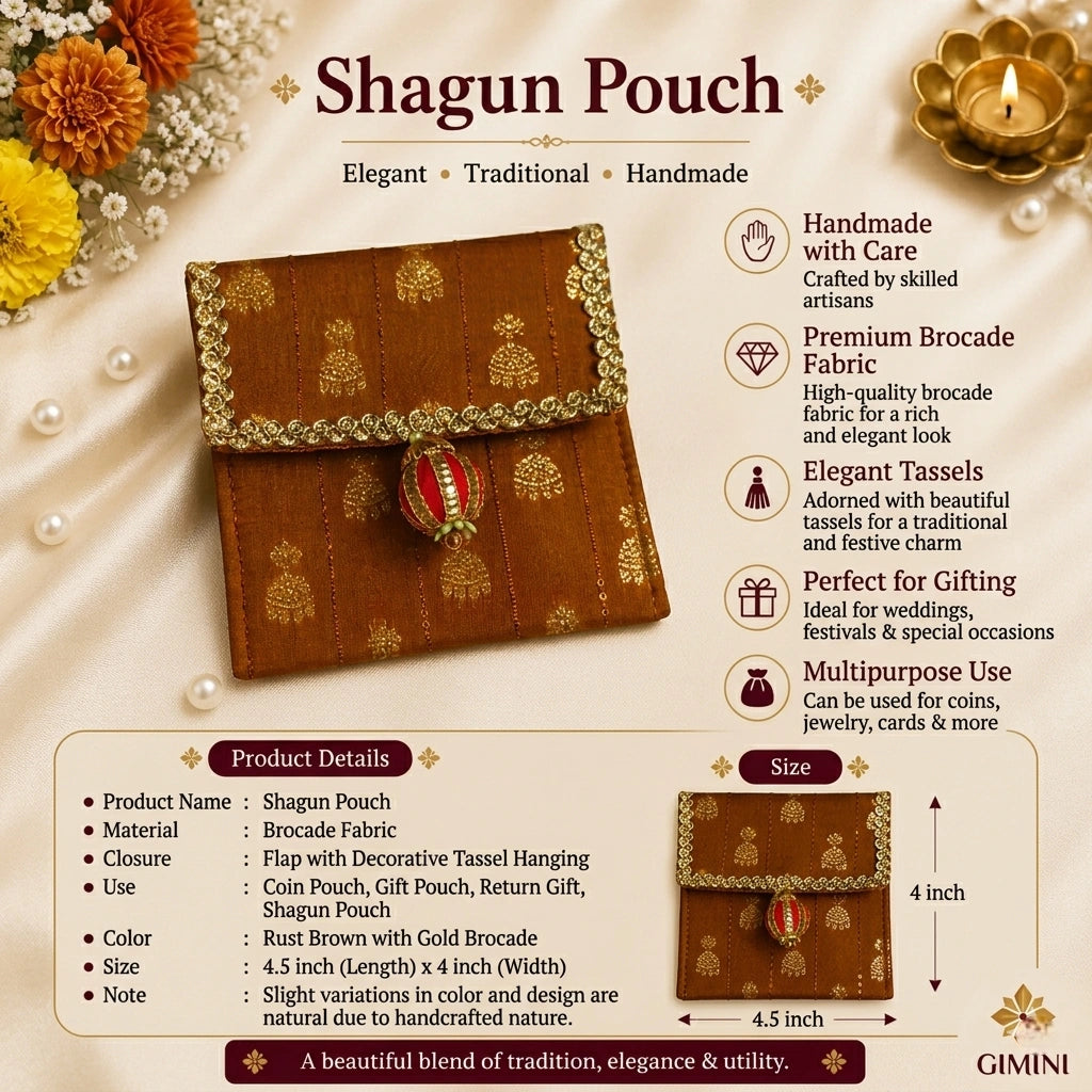 Traditional Shagun Pouch | Brocade Fabric Gift Pouch (Multi Colors)