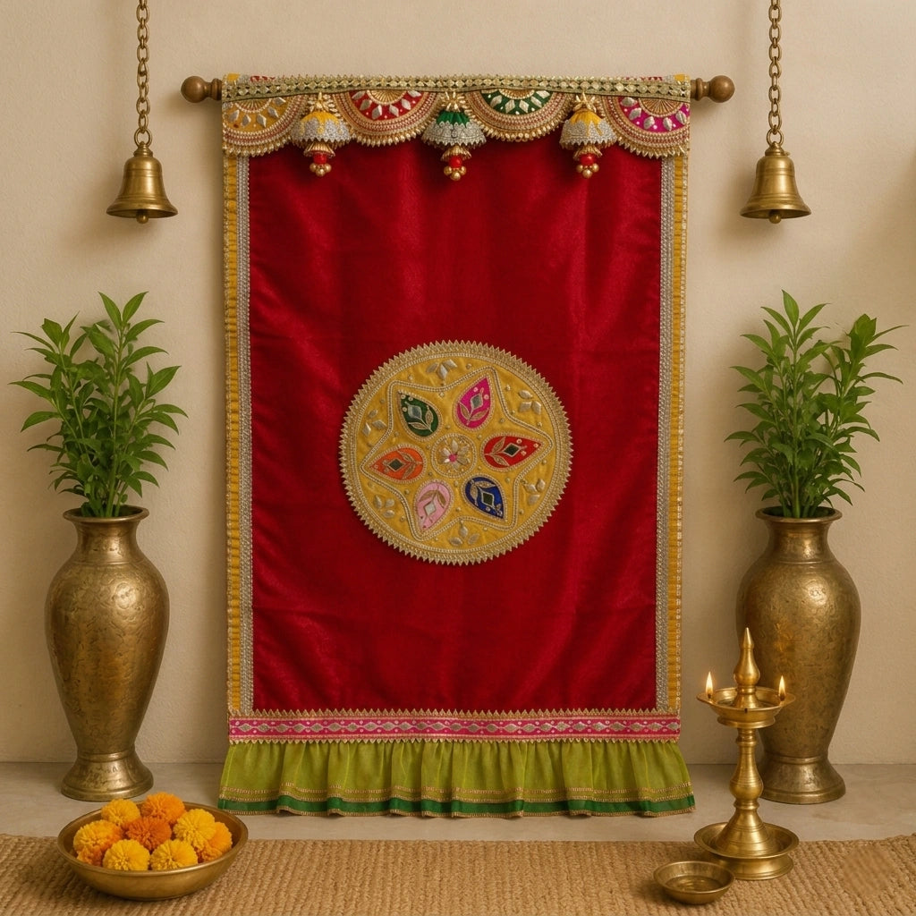 Designer Mandir Curtains for Pooja Room – Multiple Colors