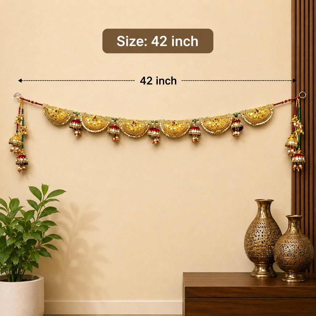 Traditional Golden Toran for Home Entrance – Handmade Decorative Bandhanwar