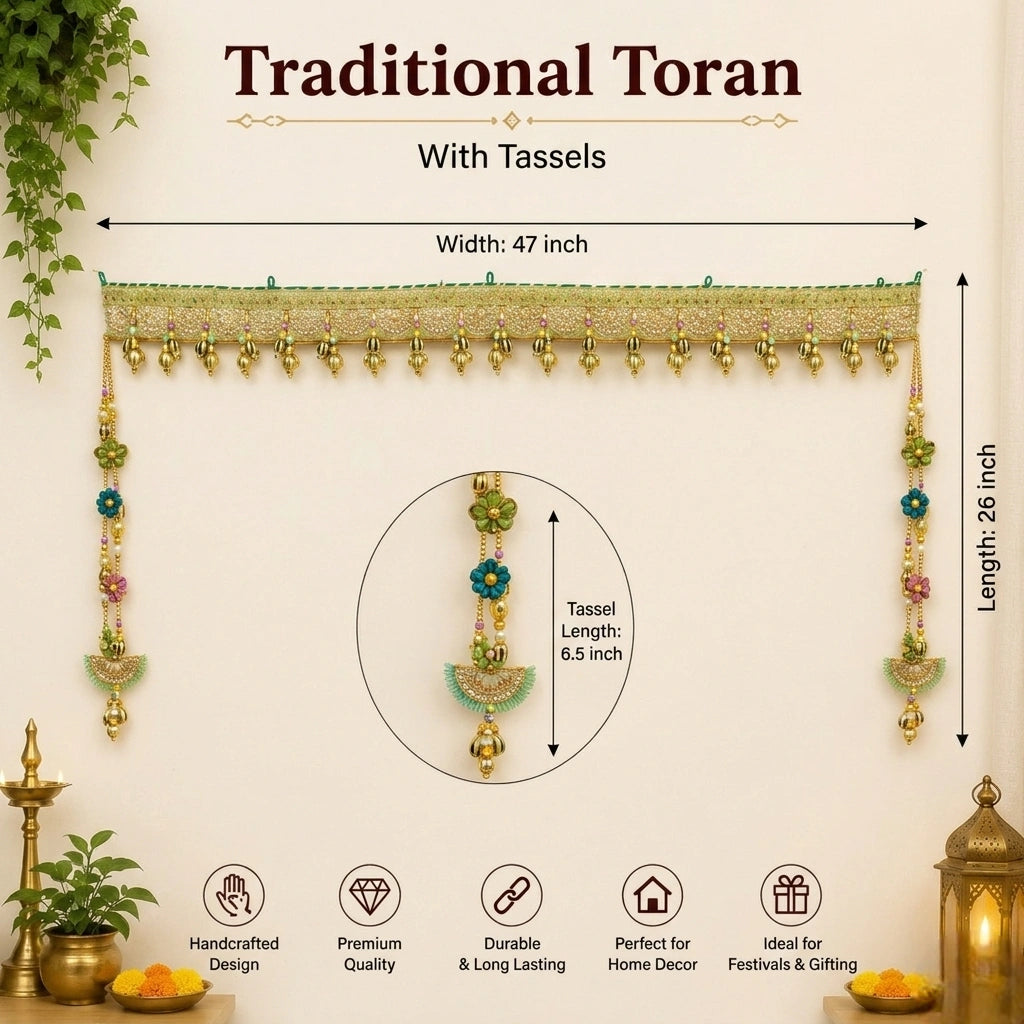 Traditional Golden Door Toran with Hanging Tassels