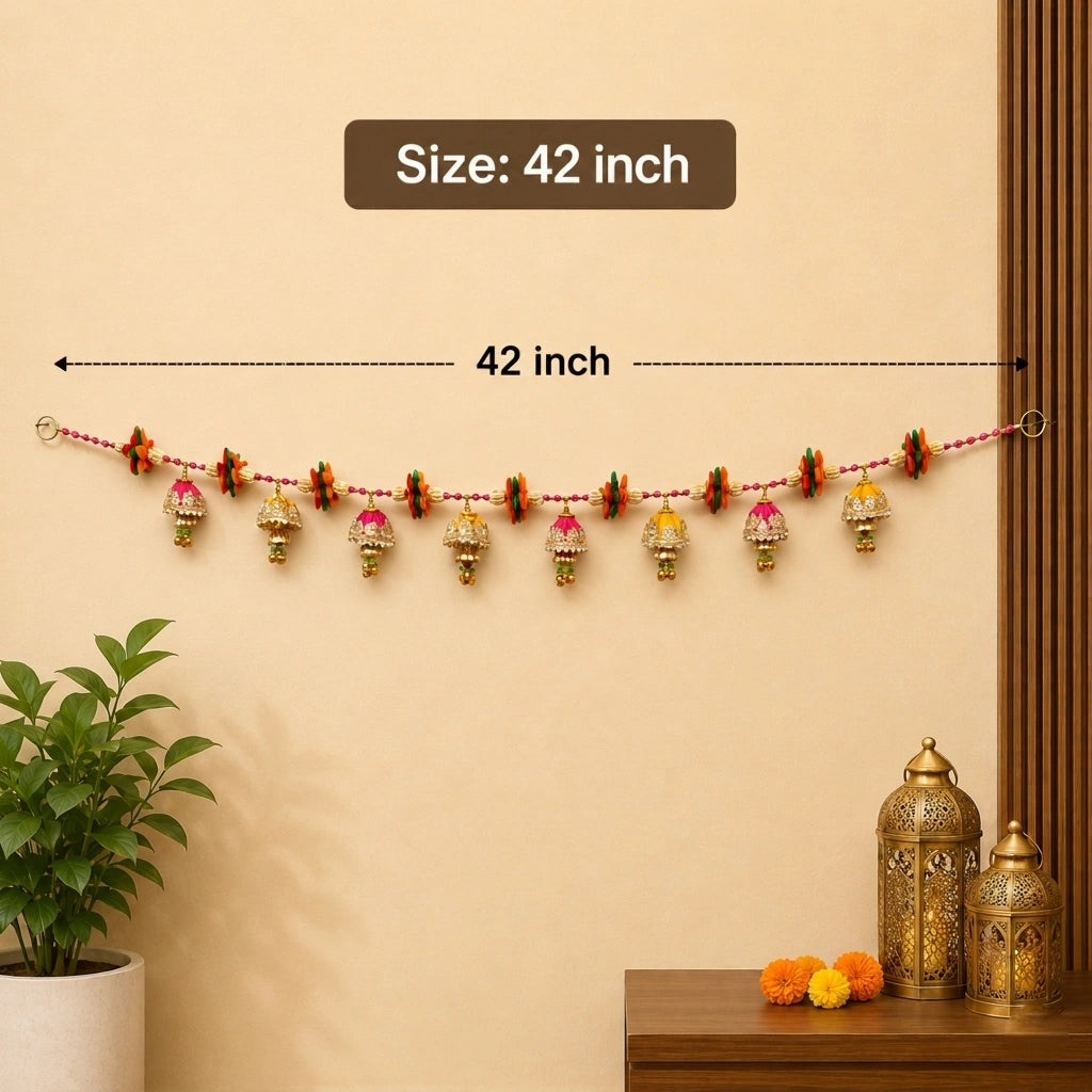 Handmade Beaded Toran for Mandir – Decorative Festive Wall Hanging