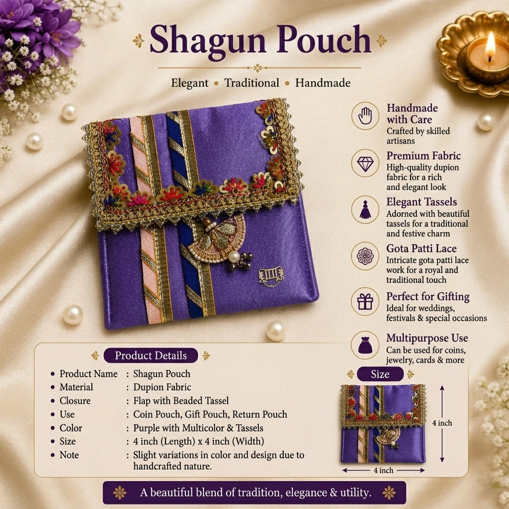 Shagun Pouch – Handmade Designer Gift Pouch with Tassels (Multi Color)