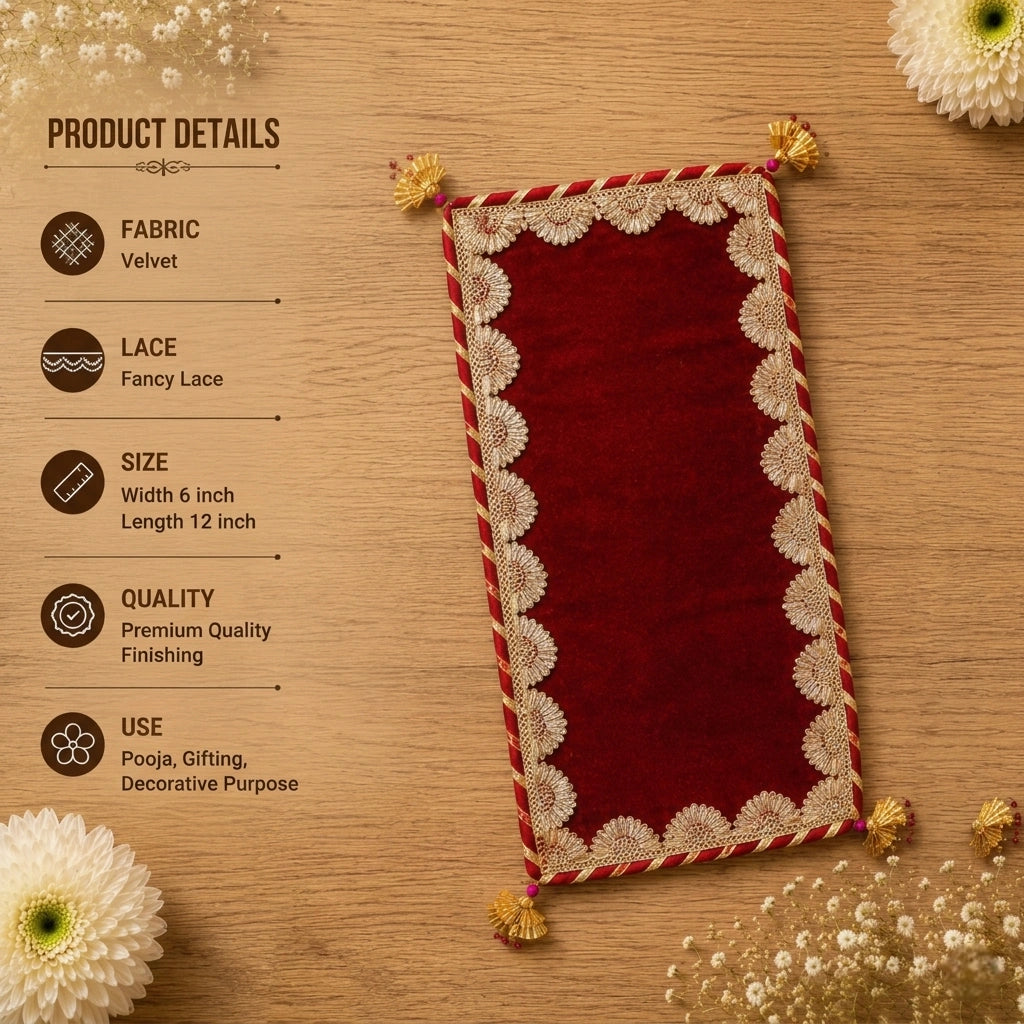 Premium Velvet Pooja Aasan with Fancy Lace