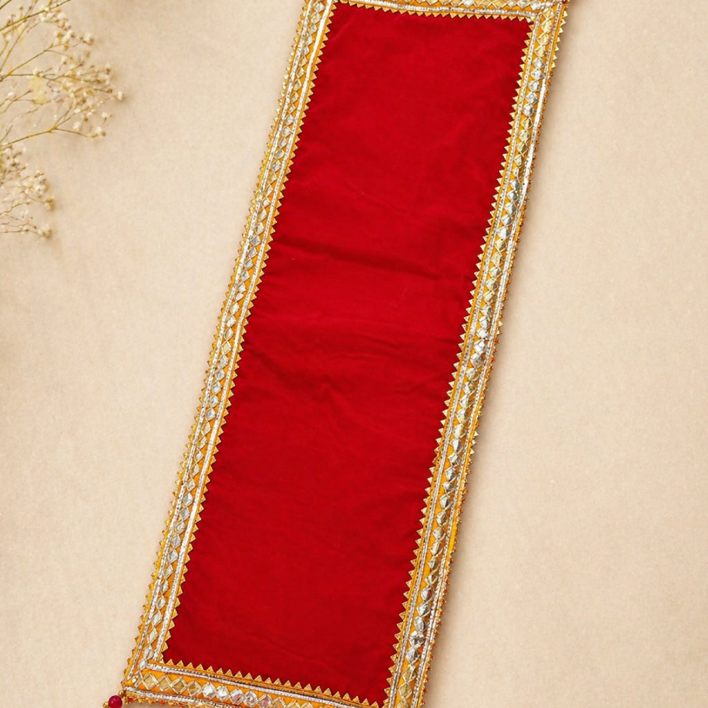 Traditional Velvet Pooja Aasan / Chowki Cloth with Gota Patti Lace – Multi Color Options