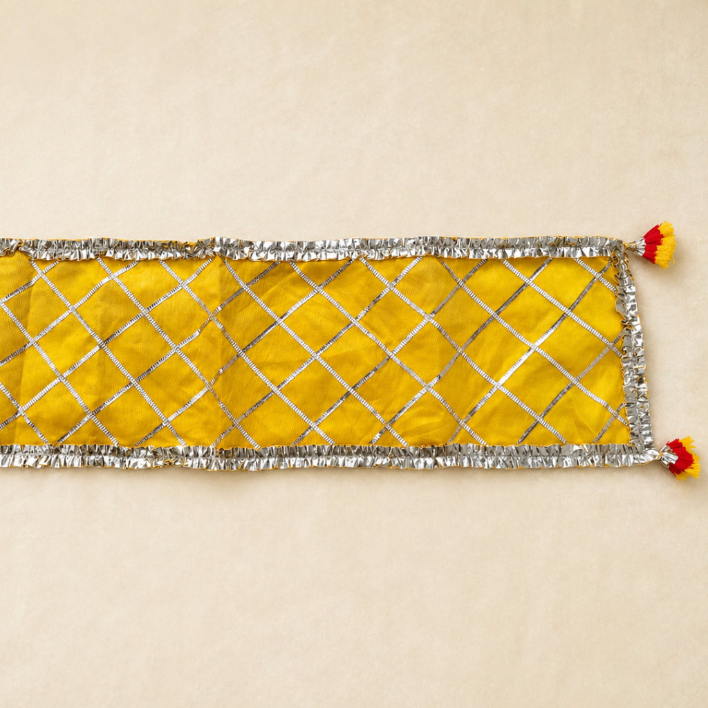 Traditional Dupion Silk Pooja Aasan / Chowki Cloth with Gota Patti Lace – Multi Color