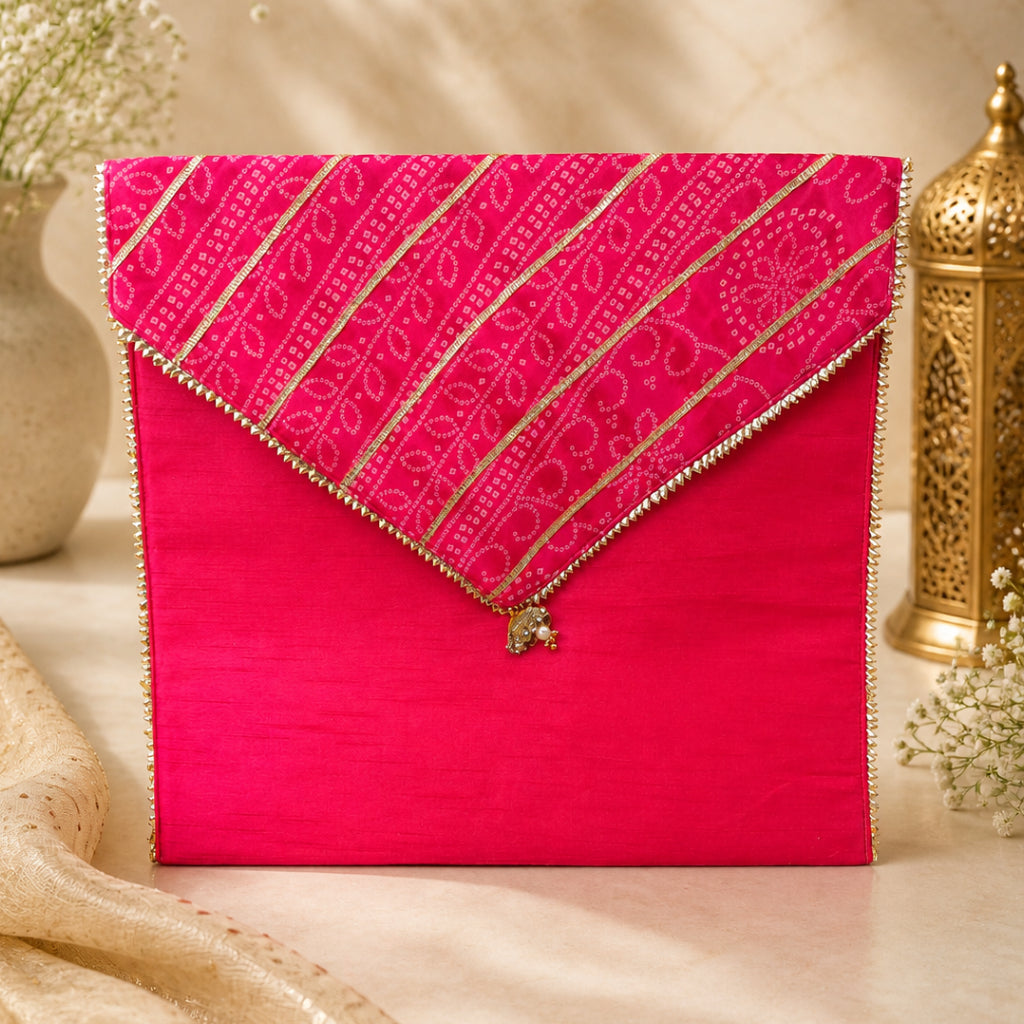 Multi Color Bhandhej Dupion Saree Organizer Pouch (15 x 16.5 Inches)