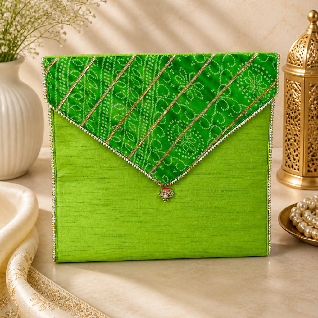 Multi Color Bhandhej Dupion Saree Organizer Pouch (15 x 16.5 Inches)