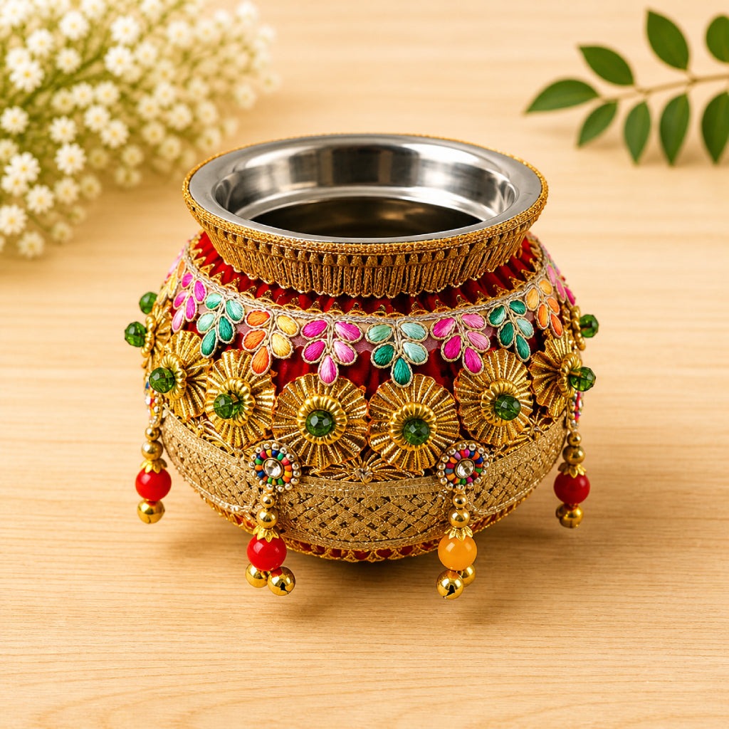 Multi-Color Wedding Kalash Decor – Traditional Decorative Accessory