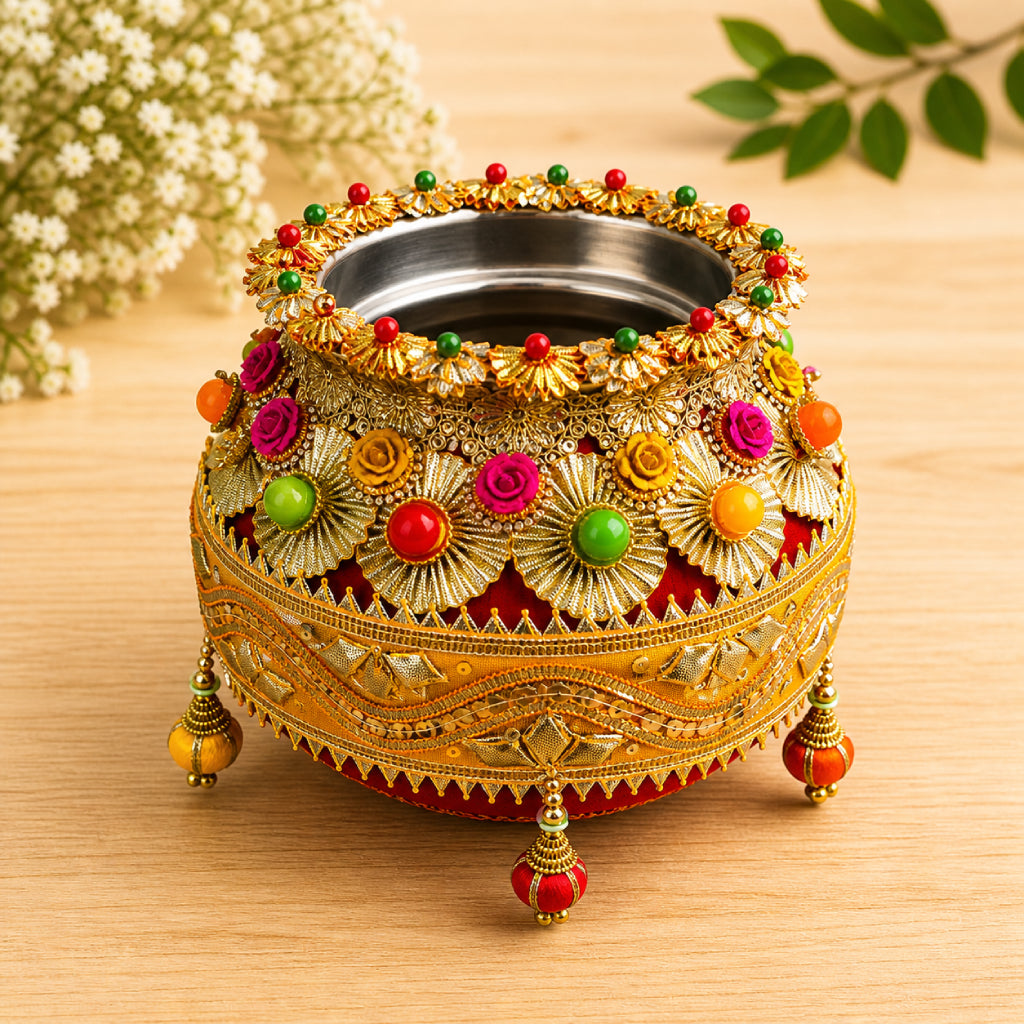 Multi-Color Wedding Kalash Decor – Traditional Decorative Accessory