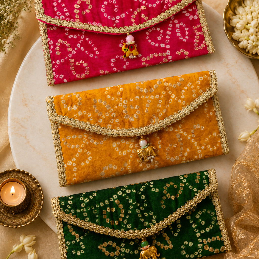 Handcrafted Bandhej Money Envelope for Wedding & Shagun