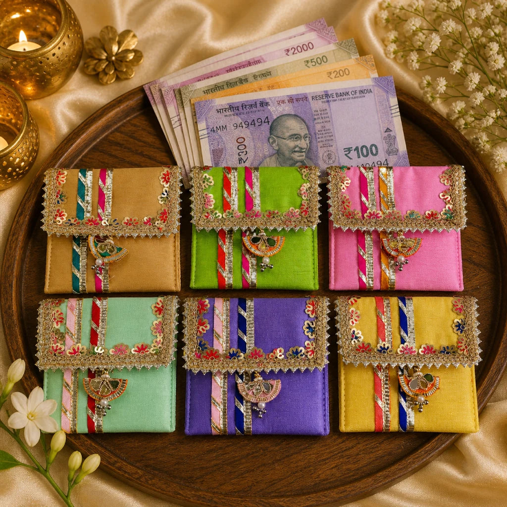 Shagun Pouch – Handmade Designer Gift Pouch with Tassels (Multi Color)