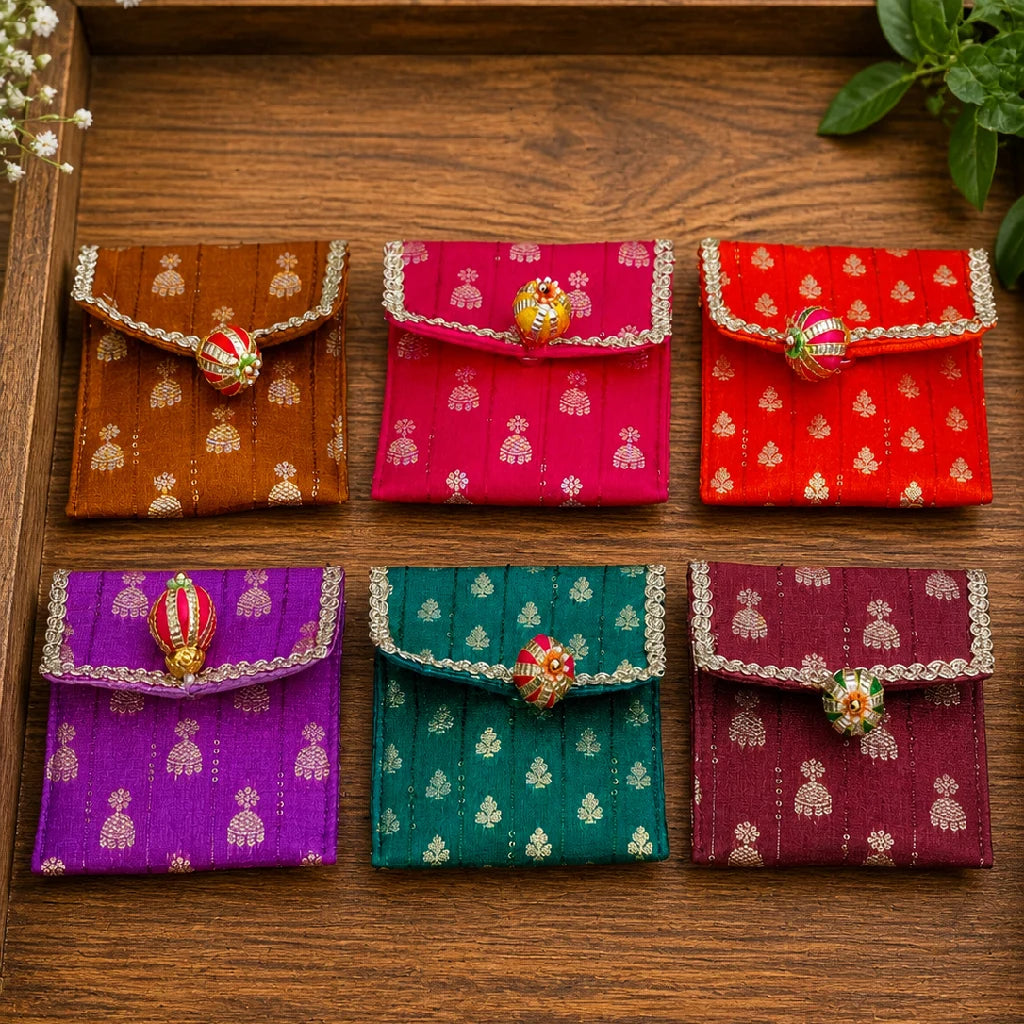 Traditional Shagun Pouch | Brocade Fabric Gift Pouch (Multi Colors)