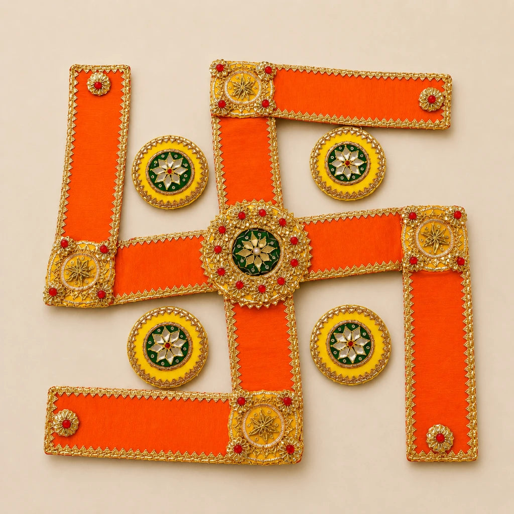 Handmade Swastik Rangoli for Festivals Decor | Multicolor