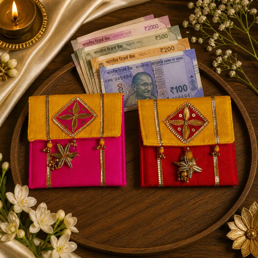 Shagun Coin Pouch – Handmade Dupion | Multi Color