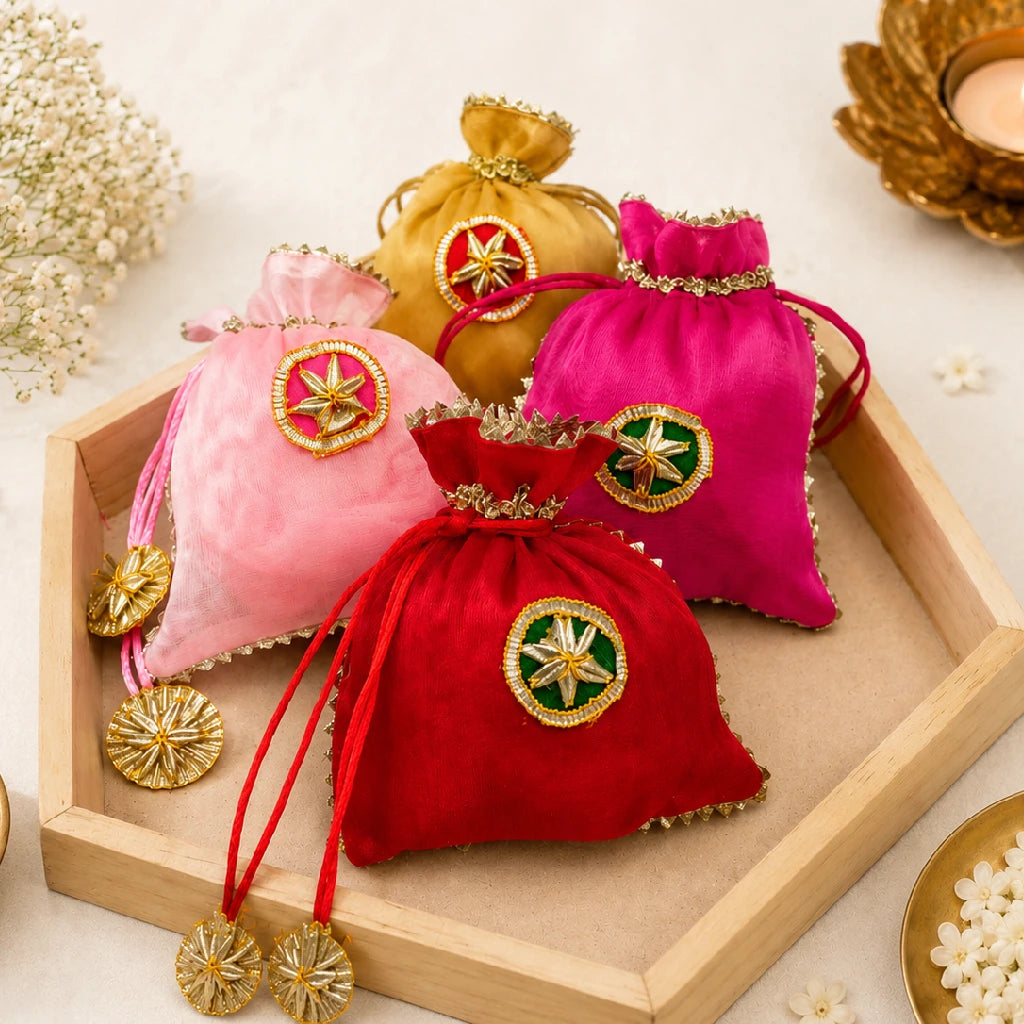 Handmade Tissue Potli Bag for Gifting