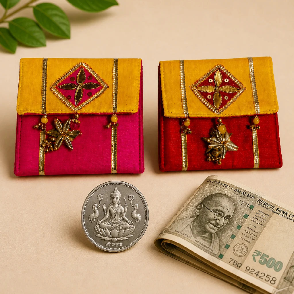 Shagun Coin Pouch – Handmade Dupion | Multi Color