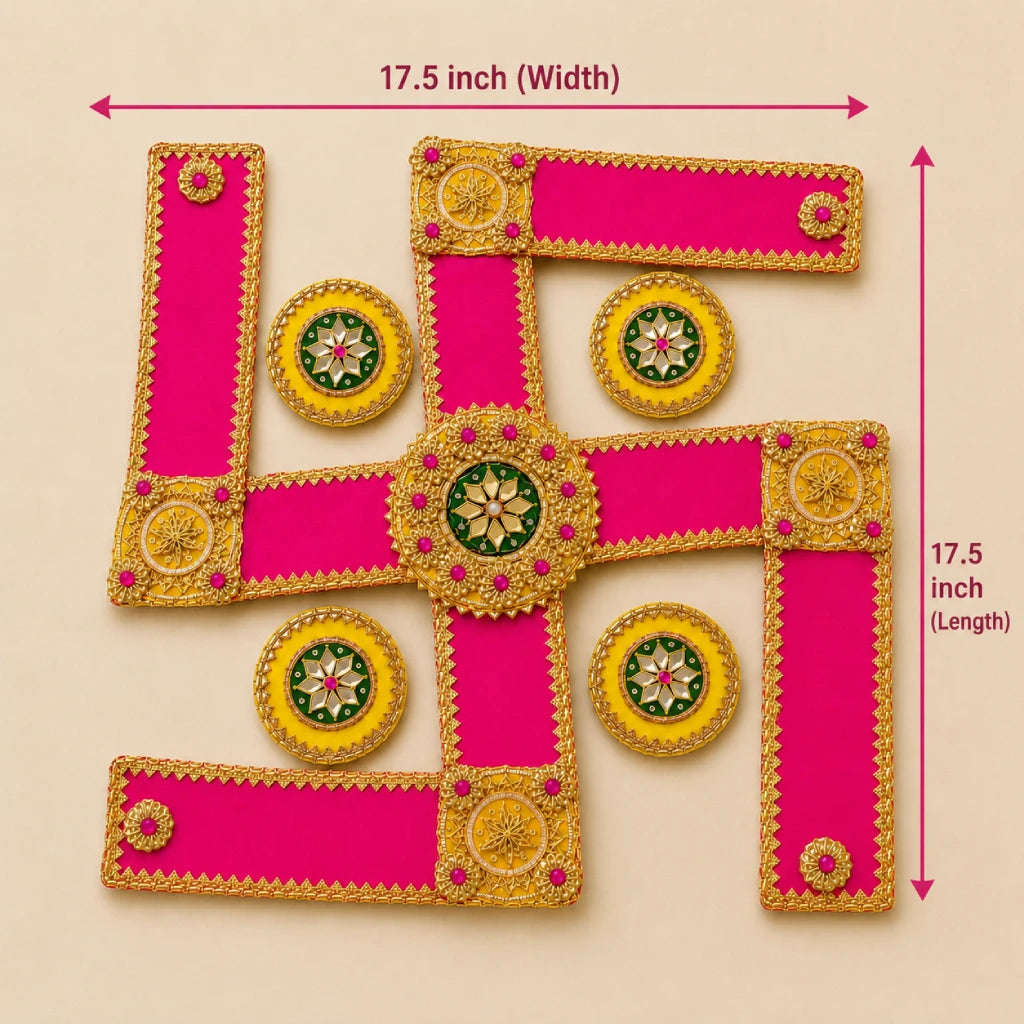 Handmade Swastik Rangoli for Festivals Decor | Multicolor