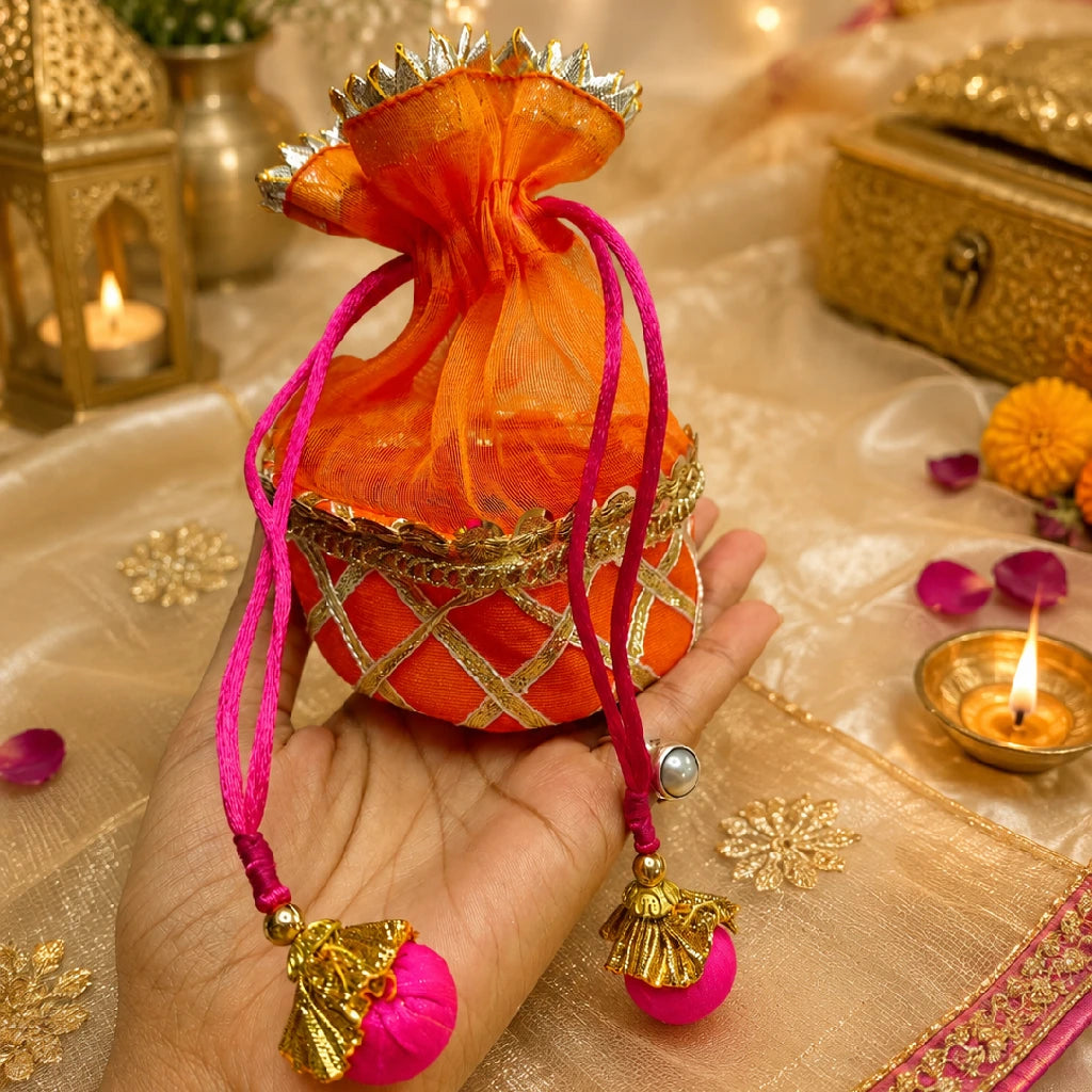 Designer Organza Gifting Potli Bag Set