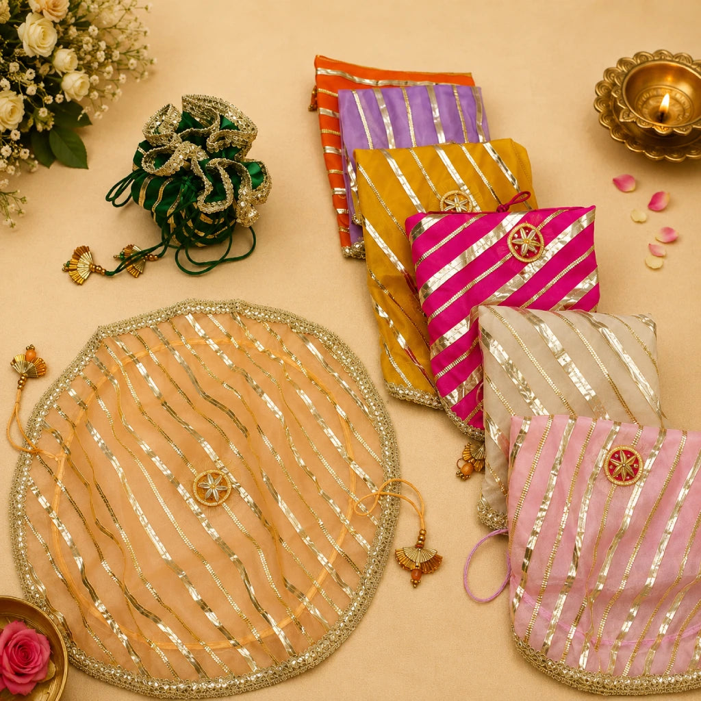 Golden Stripe Potli Bag – Multi Color Options