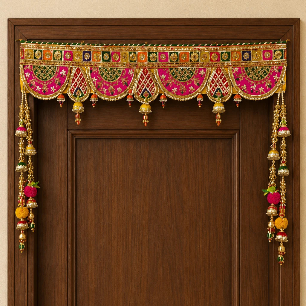 Traditional Pearl Latkan Door Toran Bandarwal