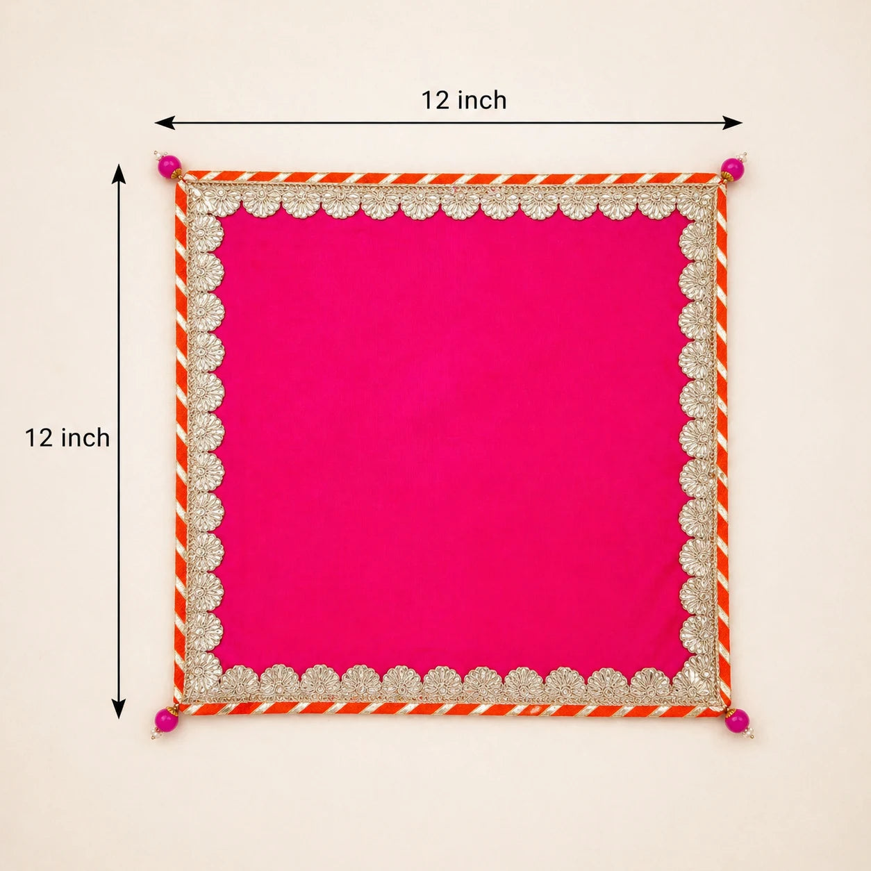 Fancy Lace Chowki Cover with Tassel – Pooja Decor (Multi Color)