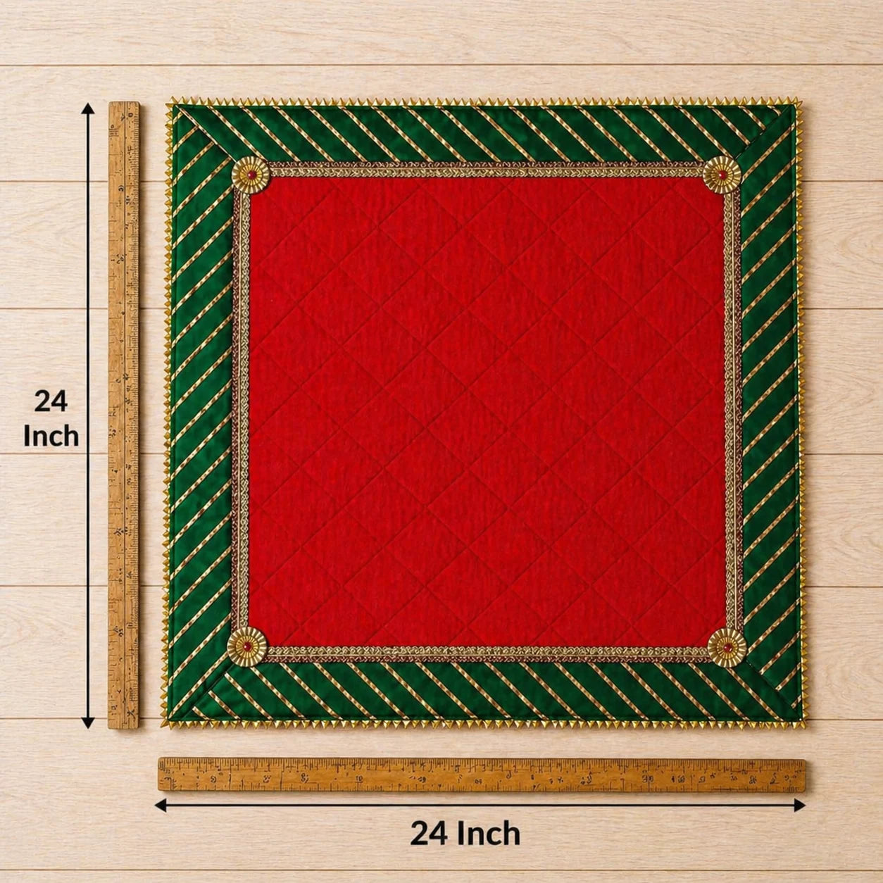 Dupion Silk Chowki Cover with Gota Patti Border (Multi Color Available)