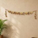Handcrafted Traditional Gold Mirror Work Toran with Chandni Arches & Red Silk Jhumka Bell Tassels