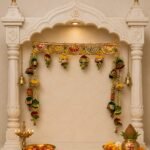 Handcrafted Traditional Mandir Temple Toran with Mirror Work Panels, Ghungroos & Ganesha Side Latkans