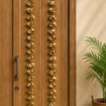 Handcrafted Traditional Gold-Silver Dual-Tone Pleated Fan Door Side Toran with Butterfly Connectors