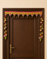Handcrafted Traditional Door Toran with Gold Gotapatti Arches, Bell Tassels & Grand Side Latkans