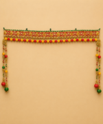 Handcrafted Traditional Red-Gold Flower Medallion Toran with Ghungroos & Side Latkans