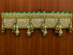 Handcrafted Traditional Green-Gold Embroidered Toran with Pearl Ghungroos & Crescent Moon Side Latkans - Image 2