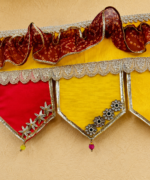 Handcrafted Traditional Multi-Colour Pennant Toran with Pearl Tassels & Side Latkans - Image 2