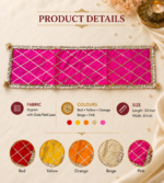 Handcrafted Multi-Colour Diamond Pattern Runner Pooja Aasan Set with Gold Crisscross Gota & Silver Lace Border - Image 2