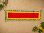 Handcrafted Traditional Red-Green Pooja Runner Aasan Set with Gold Flower Medallion Borders & Matching Aasans - Image 2