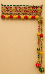 Handcrafted Traditional Red-Gold Flower Medallion Toran with Ghungroos & Side Latkans - Image 2