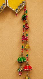 Handcrafted Traditional Multi-Colour Pennant Toran with Pearl Tassels & Side Latkans - Image 3
