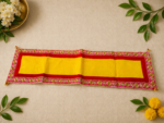 Handcrafted Traditional Red-Green Pooja Runner Aasan Set with Gold Flower Medallion Borders & Matching Aasans - Image 3