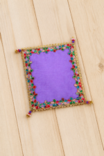 Handcrafted Multi-Colour Small Runner Pooja Aasan Set with Floral Bead Work Border & Gold Corner Tassels - Image 3